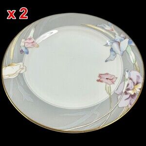 2 Mikasa Charisma Gray L9049 Side Plates Salad Dessert 7.5" Floral Dinnerware